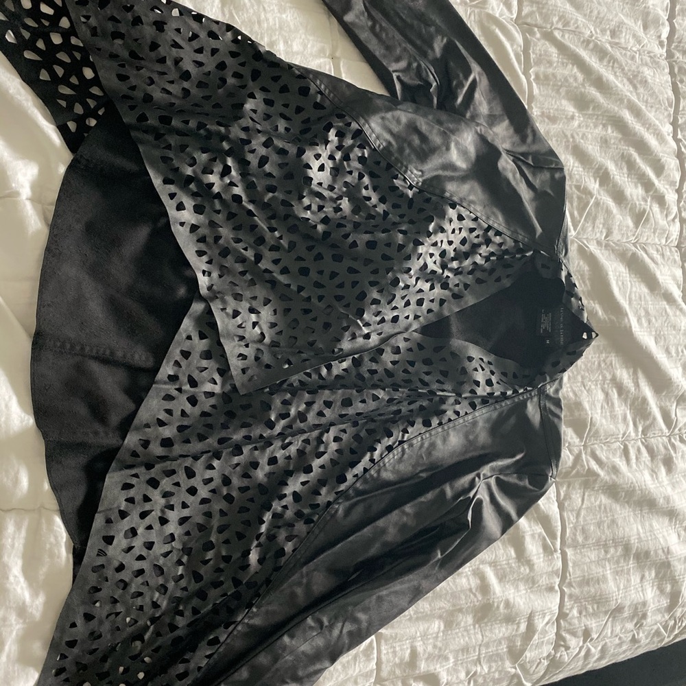 Black faux leather blazer